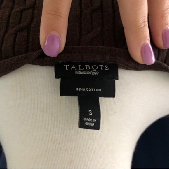 BOGO Talbots brown cable knit v-neck sweater - Picture 5 of 7